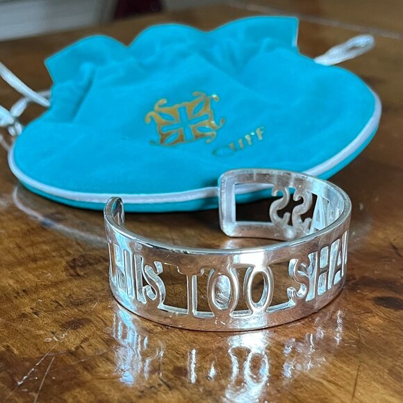 Rustic Cuff This Too Shall Pass Silvertone Stainless Cuff Bangle in Gift Bag - Picture 1 of 5